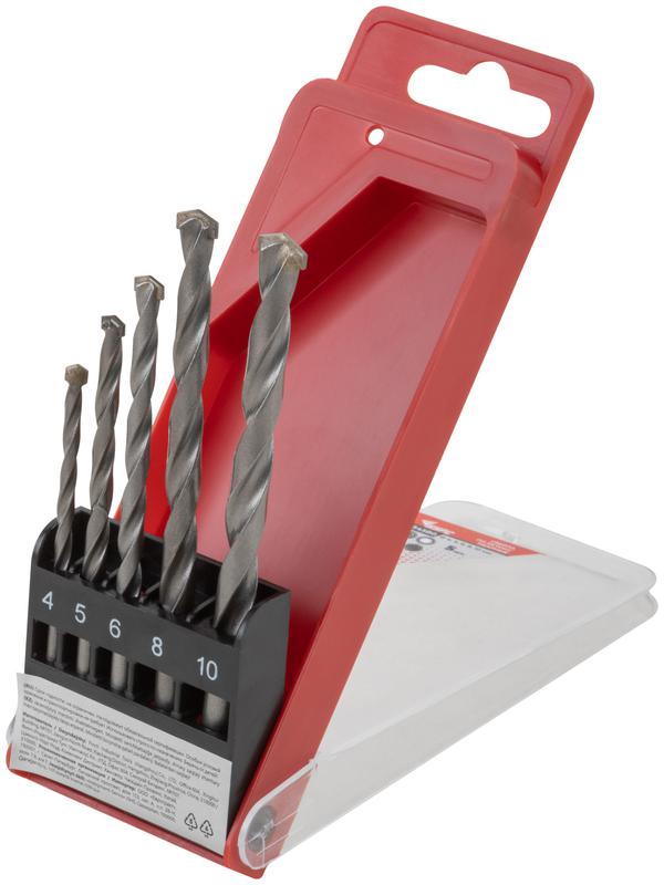  Набор сверл победитовых ударных 4; 5; 6; 8; 10мм цилиндрический хвостовик (5 предметов) КУРС 34580 фото в каталоге от BTSprom.by