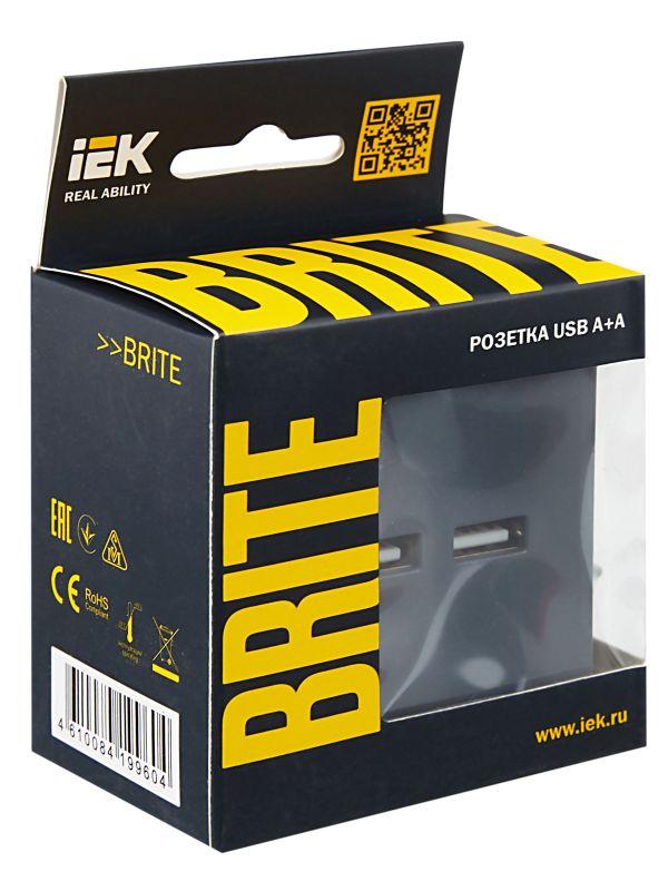  Розетка BRITE USB A+A 3.1А РЮ10-1-БрМ механизм маренго IEK BR-U21-D31-K35 фото в каталоге от BTSprom.by