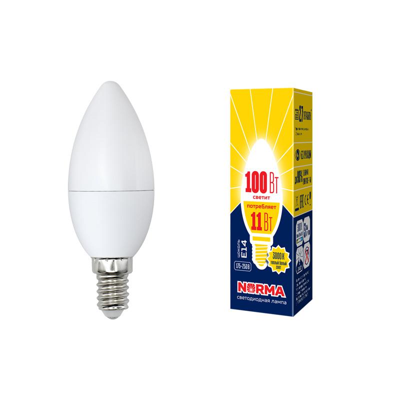 лампа светодиодная led-c37-11w/ww/e14/fr/nr norma 11вт матовая e14 (упак. картон) volpe ul-00003812 от BTSprom.by