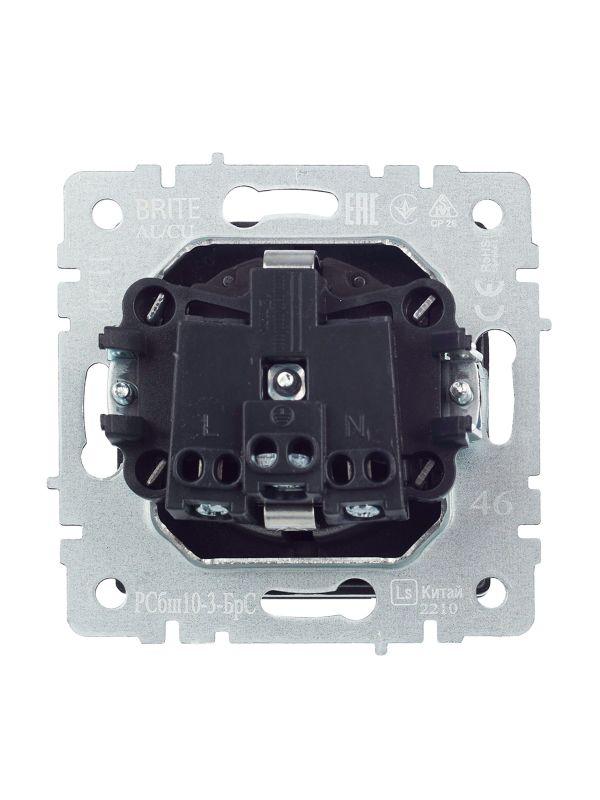  Розетка BRITE РСбш10-3-БрС 16А IP20 с заземл. защ. шторки с крышкой механизм сталь IEK BR-R16-16-K46 фото в каталоге от BTSprom.by