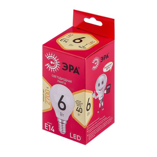 Лампа светодиодная RED LINE LED P45-6W-827-E14 R P45 6Вт E14 тепл. бел. ЭРА Б0051058 фото в каталоге от BTSprom.by