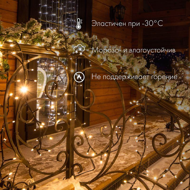  Гирлянда светодиодная "Нить" 10м 100LED красн. 10Вт 230В IP65 эффект мерцания провод ПВХ бел. (нужен шнур питания 303-500-1) Neon-Night 305-262 фото в каталоге от BTSprom.by