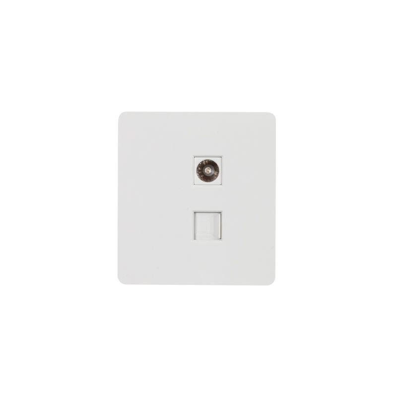 розетка компьютерная + телевизионная сп round miele rj45 кат6 + tv перламутр kranz kr-78-0722-1 от BTSprom.by