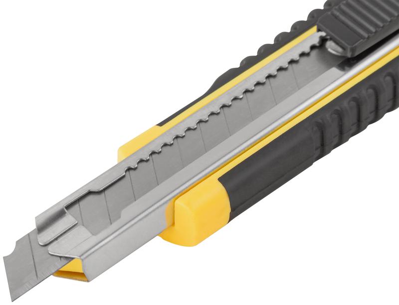  Нож технический 9мм усиленный прорезиненный кассета 3 лезвия FIT 10213 фото в каталоге от BTSprom.by