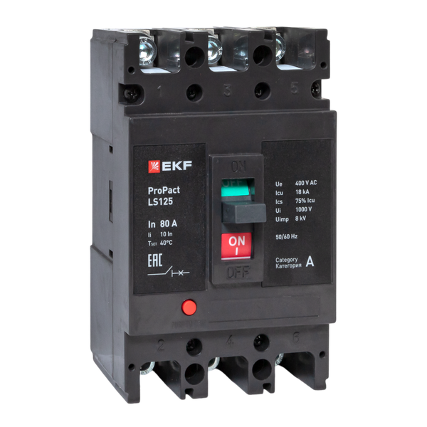 выключатель автоматический 3п 80а 18ка ls125 propact ekf mccb-125-18-3-80-ls от BTSprom.by