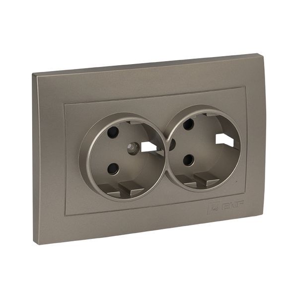  Панель лицевая Валенсия для розетки 2-м 16А защ. шторки с заземл. кашемир PROxima EKF ESR16-L-128-40 фото в каталоге от BTSprom.by