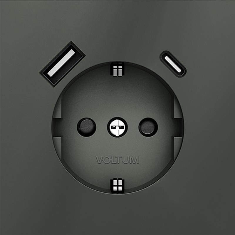  Розетка 1-м СП S70 16А с USB A+С с заземл. защ. шторки механизм титан Voltum VLS040506 фото в каталоге от BTSprom.by