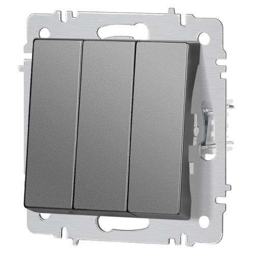  Выключатель 3-кл. СП Accent 6-106-07 10А IP20 250В AL/CU графит Intro Б0063544 фото в каталоге от BTSprom.by