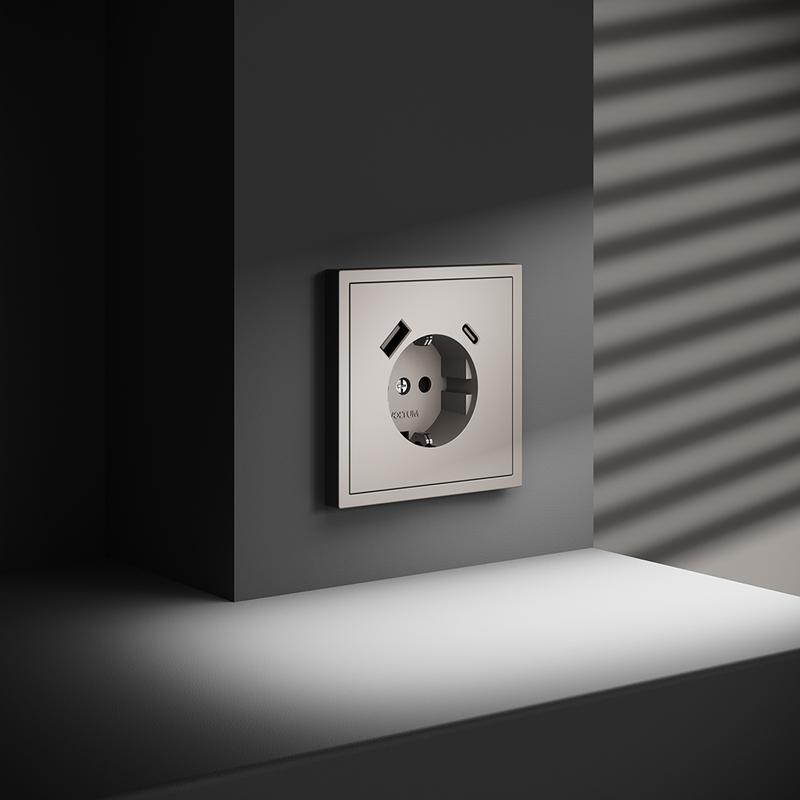  Розетка 1-м СП S70 16А с USB A+С с заземл. защ. шторки механизм кашемир Voltum VLS040503 фото в каталоге от BTSprom.by
