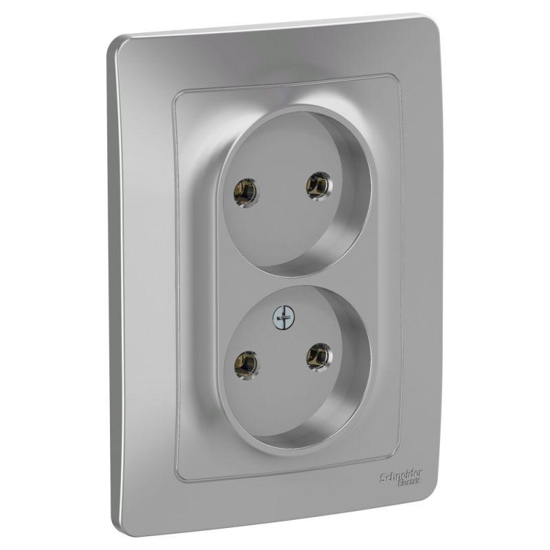 розетка 2-м сп blanca 16а ip20 250в без заземл. без защ. шторок алюм. se blnrs000023 от BTSprom.by