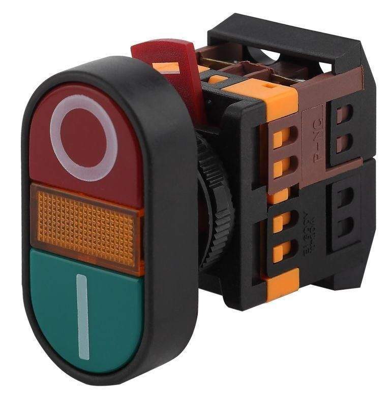 кнопка apbb-22n i-o d22мм неон/240в 1з+1р bbd10-apbb-k51e эра б0045624 от BTSprom.by
