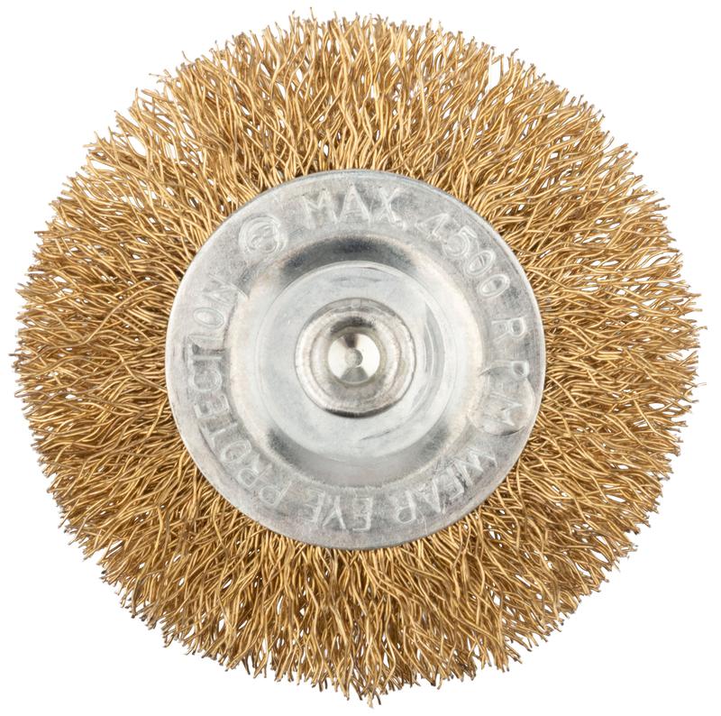 Корщетка дисковая прямая со шпилькой стальная латунированная волнистая проволока 63мм КУРС 38463 фото в каталоге от BTSprom.by