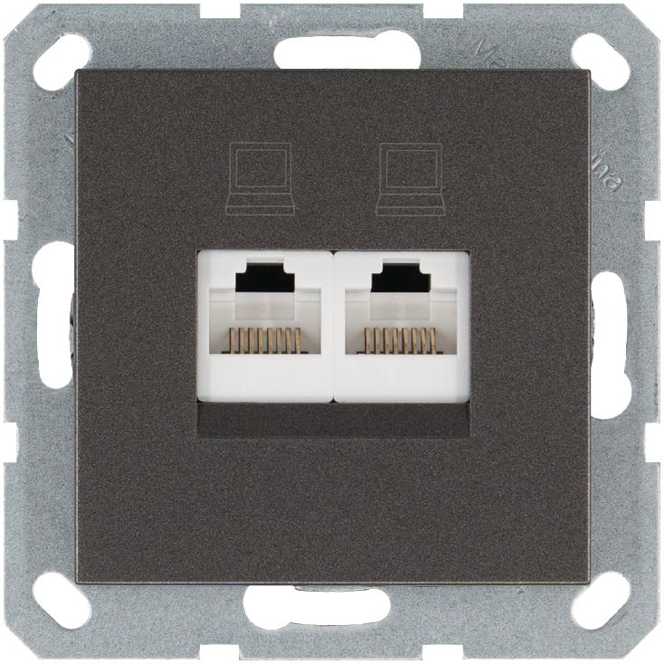 розетка компьютерная 2-м rj45 ip20 кат. 5e механизм мокко jasmart g6106z от BTSprom.by