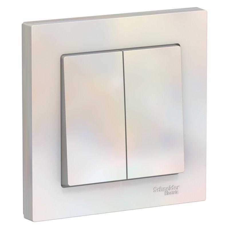  Выключатель 2-кл. СП AtlasDesign 10А IP20 (сх. 5) 10AX в сборе жемчуж. SE ATN000452 фото в каталоге от BTSprom.by