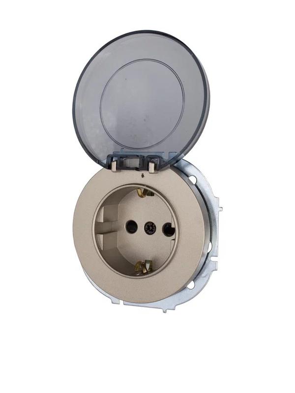  Розетка 1-м СП OSEN IP44 с заземл. с крышкой ПБТ механизм титан LEZARD 743-3788-123BIPCH фото в каталоге от BTSprom.by