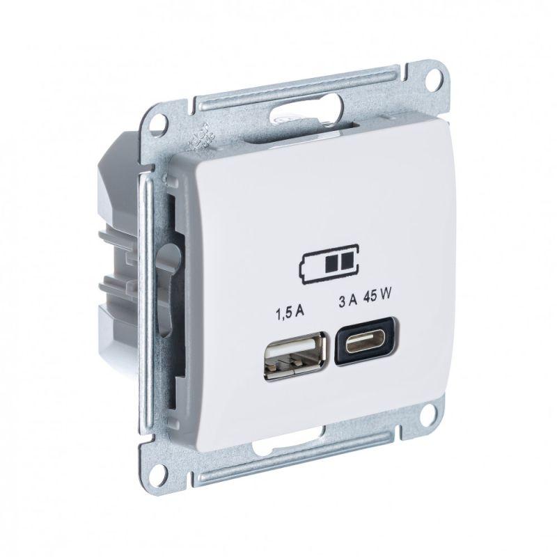 розетка usb glossa тип a+c 45вт qc pd высокоскор. зу механизм беж. se gsl000229 от BTSprom.by