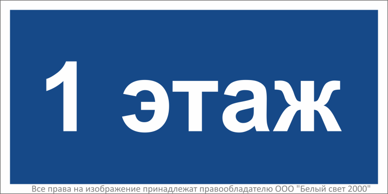 знак безопасности bl-2010b.d21 "1 этаж" белый свет a27955 от BTSprom.by