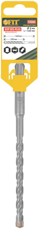  Бур по бетону SDS-PLUS профи крестообразная вставка двойная спираль 8х160мм FIT 33066 фото в каталоге от BTSprom.by