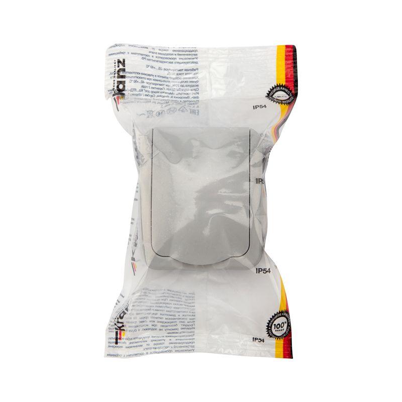  Розетка 1-м ОП Mini OG IP54 с заземл. сер. Kranz KR-78-0817 фото в каталоге от BTSprom.by