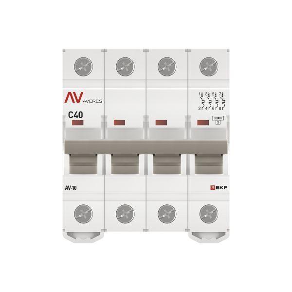  Выключатель автоматический модульный 4п C 40А 10кА AV-10 AVERES EKF mcb10-4-40C-av фото в каталоге от BTSprom.by