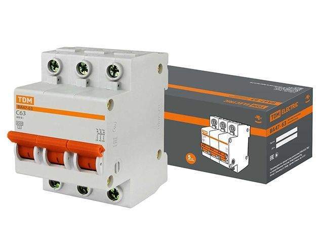 автоматич. выключатель ва47-63 3р 63а 4,5ка х-ка с tdm sq0218-0025 от BTSprom.by