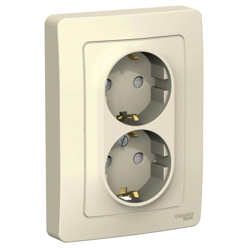 розетка 2-м сп blanca 16а ip20 250в с заземл. защ. шторки молоч. se blnrs001122 от BTSprom.by