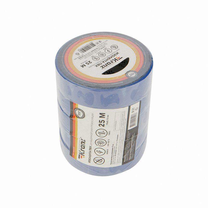 Изолента ПВХ 0.13х19мм 25м синяя (уп.5шт) Kranz KR-09-2205 фото в каталоге от BTSprom.by