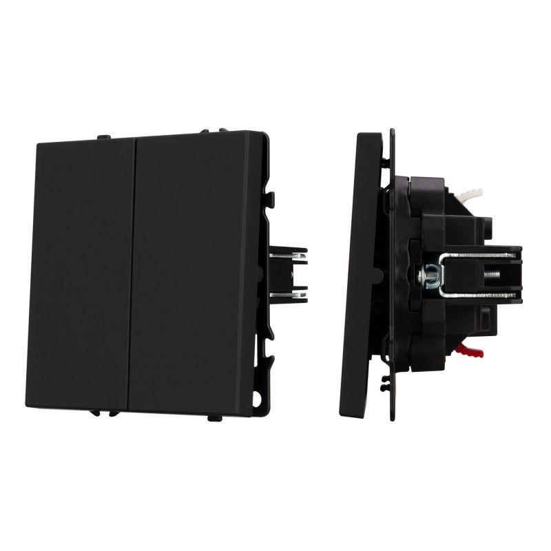 выключатель проходной arl nobe 2 кл софт-тач черн. оникс swt-mkp2-sfpl-bk (250в 10а) arlight 054255(1) от BTSprom.by