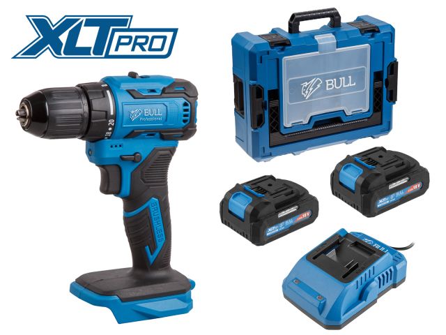аккум. дрель-шуруповерт bull sr 1804 xcase xltpro бесщет., импульс., 18 в, 45 н*м, 2х2 а*ч, з/у 2 а (шурупы до 10 мм) 1329881 от BTSprom.by