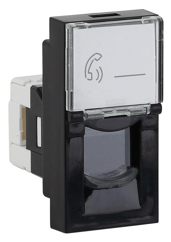 розетка модульная телефонная rj-11 45х22.5мм черн. ruvinil адл 13-903-ч от BTSprom.by