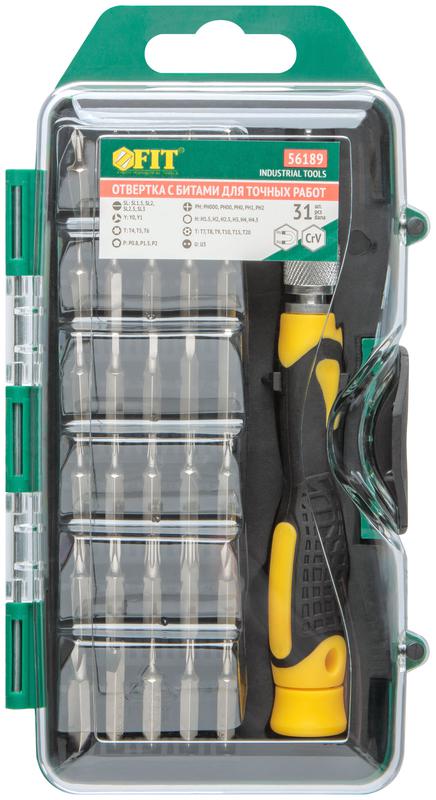  Отвертка с битами для точных работ 30 CrV бит пластик. бокс FIT 56189 фото в каталоге от BTSprom.by