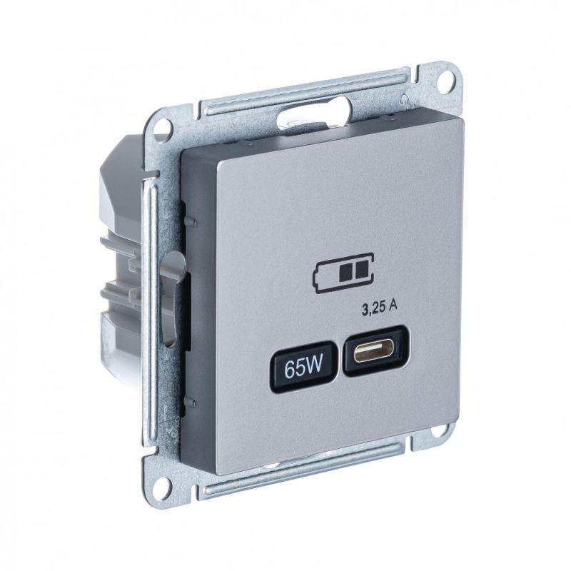 розетка usb atlasdesign тип c 65вт qc pd высокоскор. зу механизм сталь se atn000927 от BTSprom.by