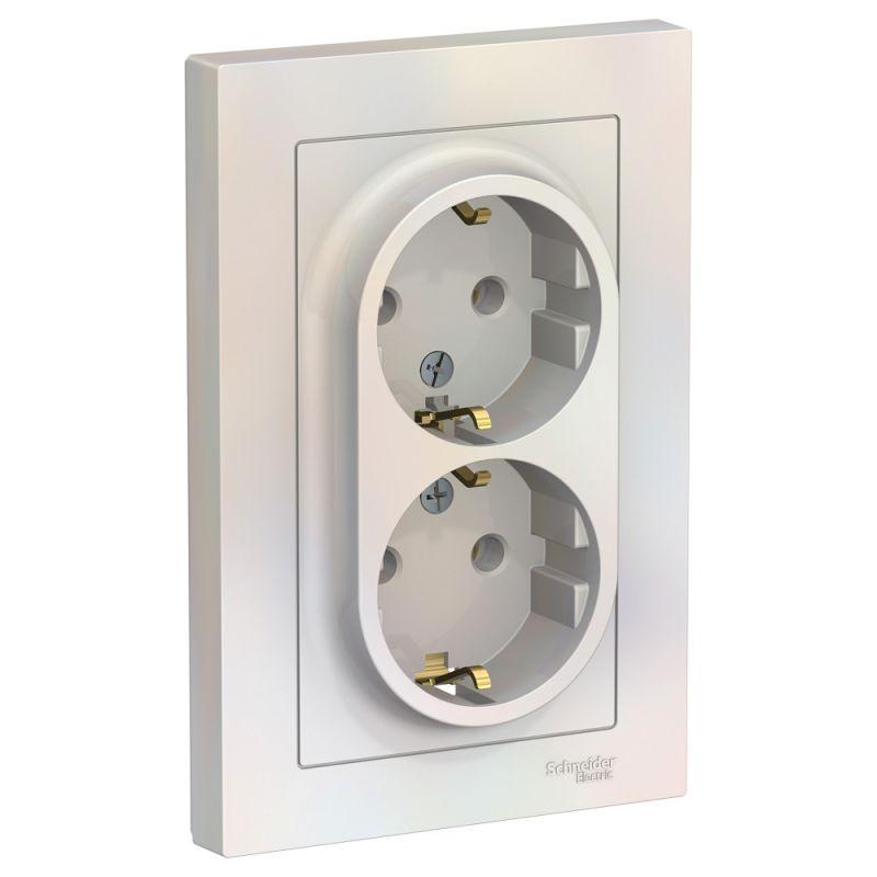 розетка 2-м сп atlasdesign 16а ip20 с заземл. в сборе жемчуж. se atn000424 от BTSprom.by