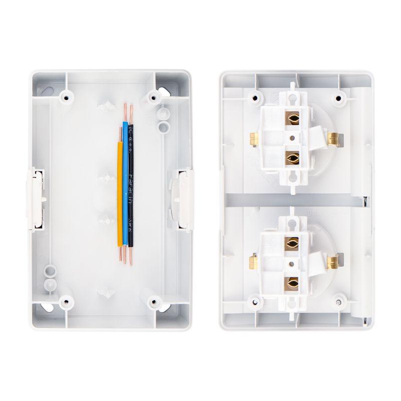  Блок розеток 2-м ОП INDUSTRIAL IP54 горизонт. с заземл. бел. Kranz KR-78-0805 фото в каталоге от BTSprom.by