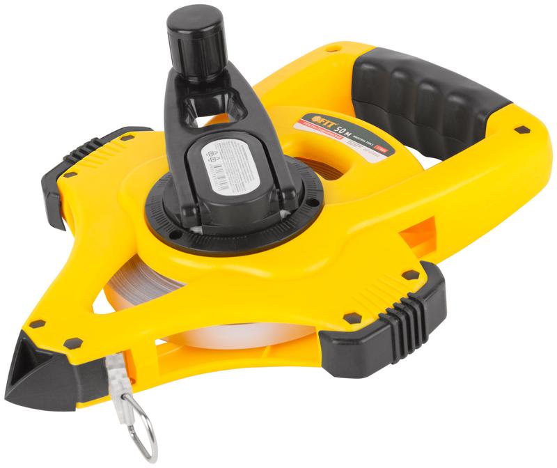  Рулетка геодезическая 50м стальная лента открытый пластик. корпус ускоренная перемотка прорезиненный ручка FIT 17805 фото в каталоге от BTSprom.by