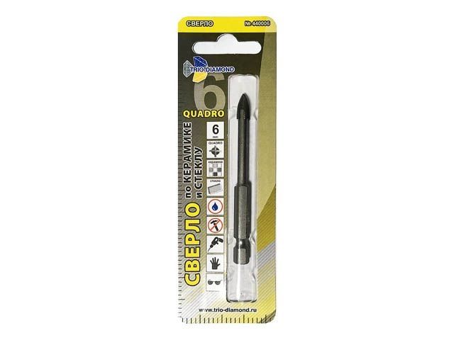 сверло по кафелю/стеклу 6 мм quadro trio-diamond 440006 от BTSprom.by