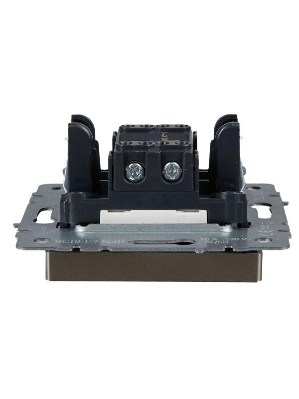  Выключатель проходной 1-кл. СП BRITE ВС10-1-7-БрШ 10А с индик. механизм шампань IEK BR-V12-1-10-K37 фото в каталоге от BTSprom.by