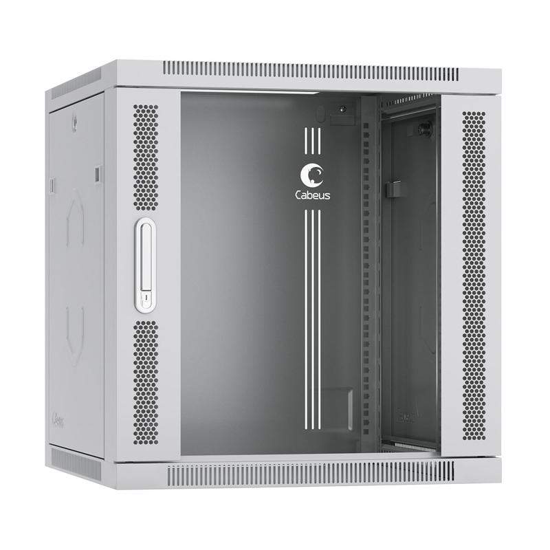шкаф телекоммуникационный настенный sh-05f-12u60/45 19дюйм 12u 600х450х635мм дверь стекло сер. (ral 7035) cabeus 7060c от BTSprom.by