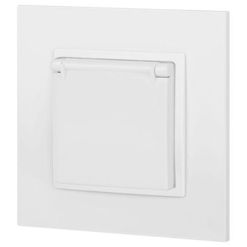  Розетка Elegance 14-2103-01М 16А 250В 2P+E Schuko защ. шторки с крышкой матов. бел. Эра Б0065808 фото в каталоге от BTSprom.by