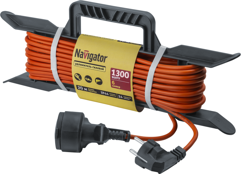 удлинитель на рамке 20м с заземл. 93 927 npe-f-20-e-3х0.75 navigator 93927 от BTSprom.by