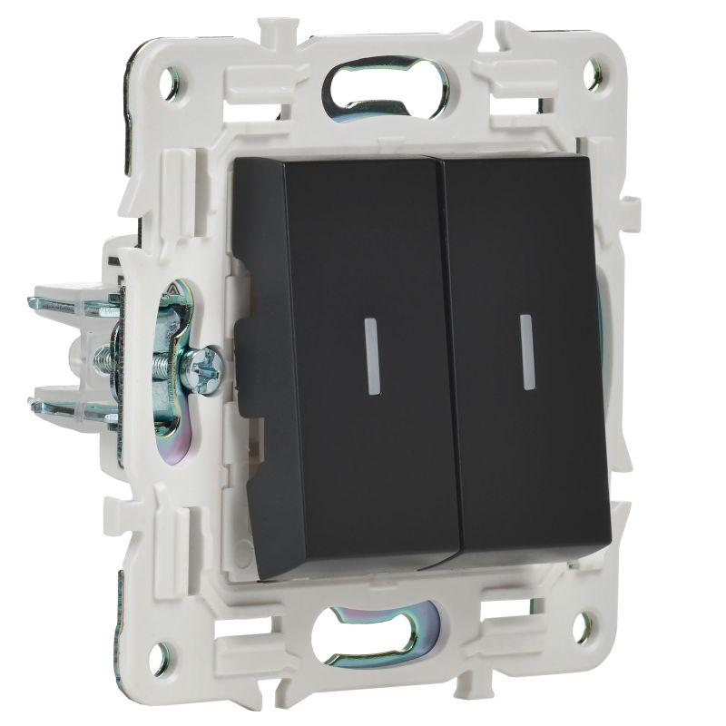  Выключатель 2-кл. SKANDY 10А SK-V09Bl с индикацией черн. IEK SK-V20-1-10-K02 фото в каталоге от BTSprom.by