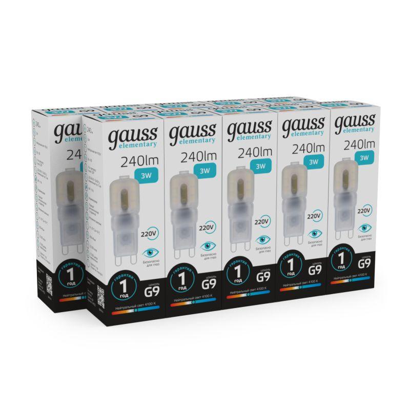 Лампа светодиодная Elementary 3Вт капсульная 4100К нейтр. бел. G4 240лм пластик GAUSS 14923 фото в каталоге от BTSprom.by