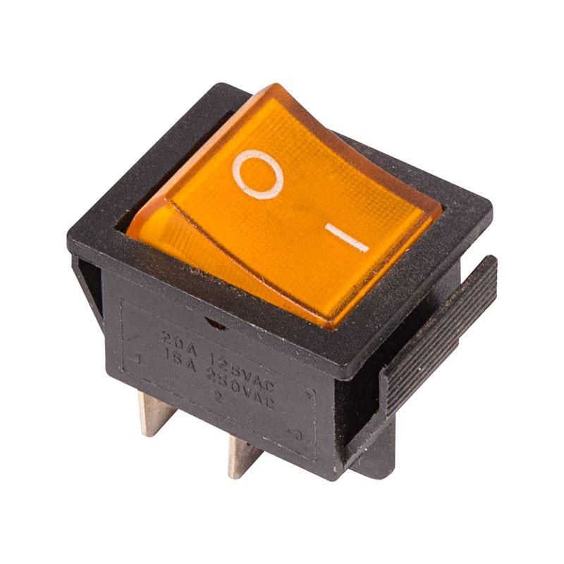 выключатель клавишный 250в 16а (4с) on-off желт. с подсветкой (rwb-502 sc-767 irs-201-1) rexant 36-2333 от BTSprom.by