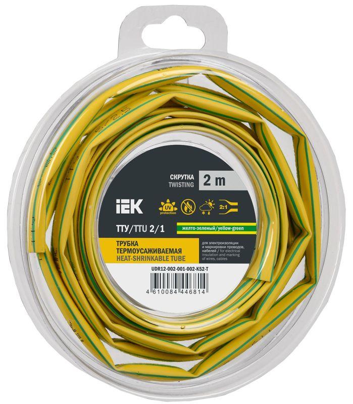 трубка термоусадочная тту нг-ls 2/1 желт./зел. (уп.2м) iek udr12-002-001-002-k52-t от BTSprom.by