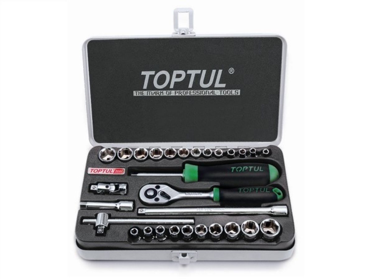 набор головок 1/4" 4-14мм 3/16"-9/16" 29предм. 6гр. метал.кейс (gcad2902) (toptul) gcad2902 от BTSprom.by