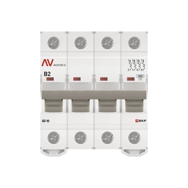  Выключатель автоматический модульный 4п B 2А 10кА AV-10 AVERES EKF mcb10-4-02B-av фото в каталоге от BTSprom.by