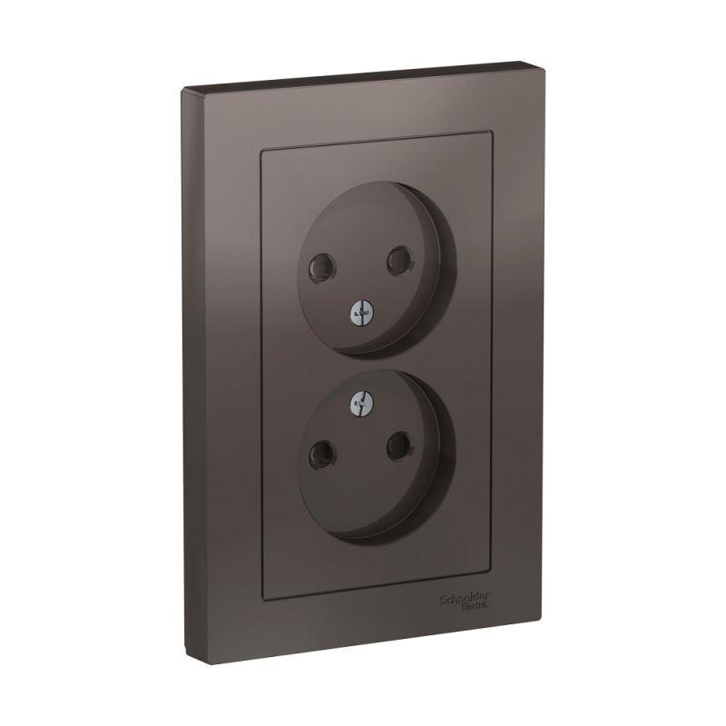 розетка 2-м сп atlasdesign 16а ip20 без заземл. защ. шторки в сборе мокко se atn000622 от BTSprom.by