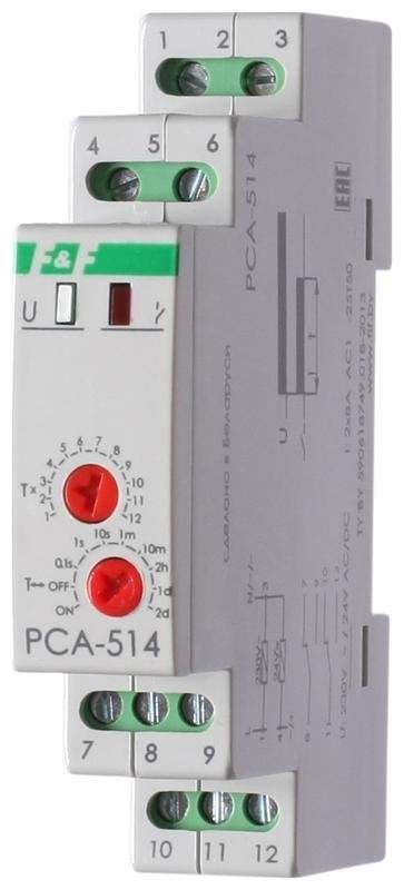 реле времени pca-514 2х8а 230в 2 перекл. ip20 задержка выключ. монтаж на din-рейке f&f ea02.001.005 от BTSprom.by