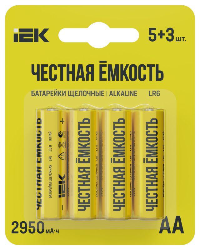 элемент питания алкалиновый lr6/aa промо (блист.5+3шт) iek abt-lr06-op-l05-03 от BTSprom.by
