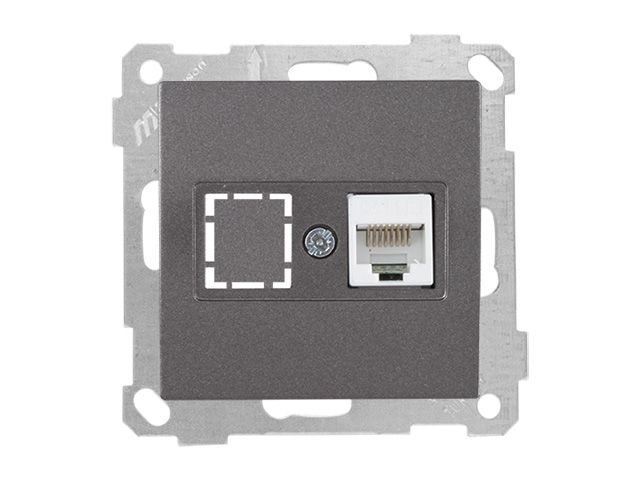 розетка компьютерная 1xrj45 (cat5e, скрытая, без рамки) дымчатая, daria, mutlusan ((rj 45)   8-pin, соединения типа 568a или 568b) 2100 136 0195 от BTSprom.by